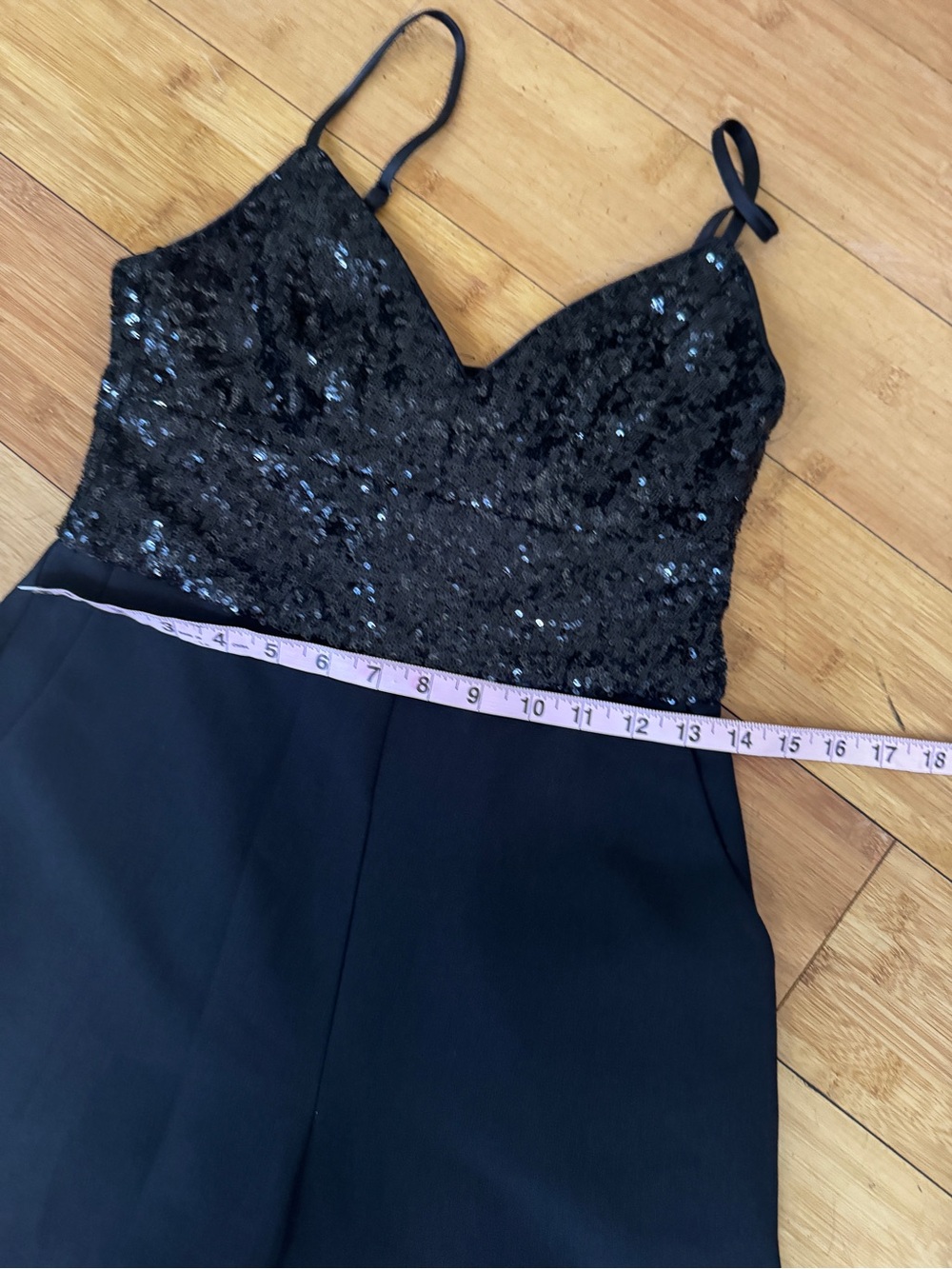 Eliza J Black Strappy Sequin Bodice Jumpsuit Size 2 - Picture 5 of 6